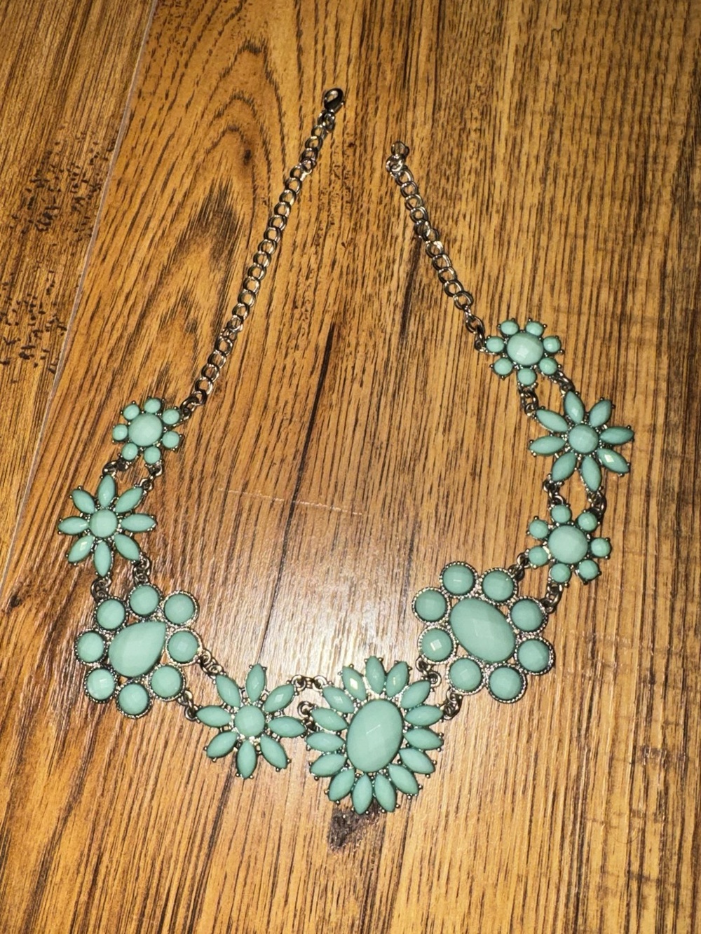 Mint-Green Floral Statement Necklace